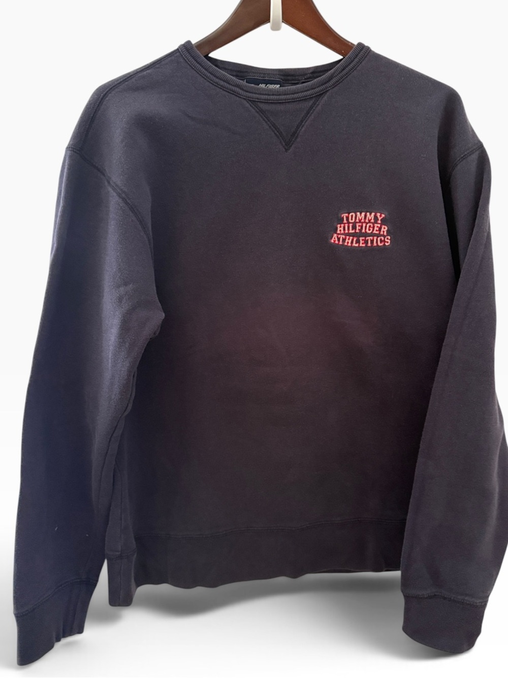Y2k Tommy Hilfiger Men's Navy Crewneck Sweatshirt - Tommy Hilfiger Athletics